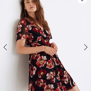 MADEWELL TULIP-SLEEVE IN FRENCH ROSE FAUX-WRAP MINI DRESS SIZE 2